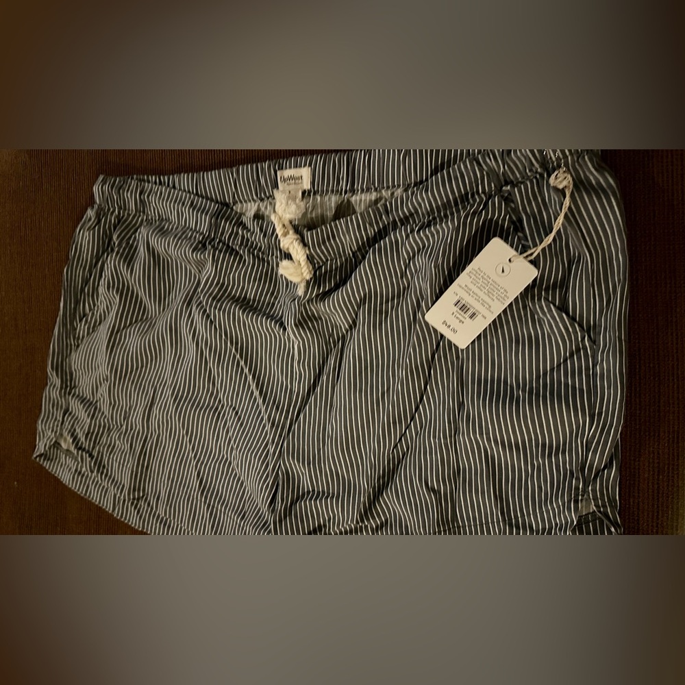 UpWest Women's Pinstripe Cargo Shorts - Navy and White
